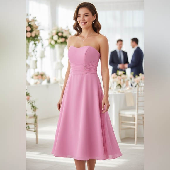 Bridesmaid or Prom Dress Pink Handmade in Vietnam size Medium - Picture 7 of 12